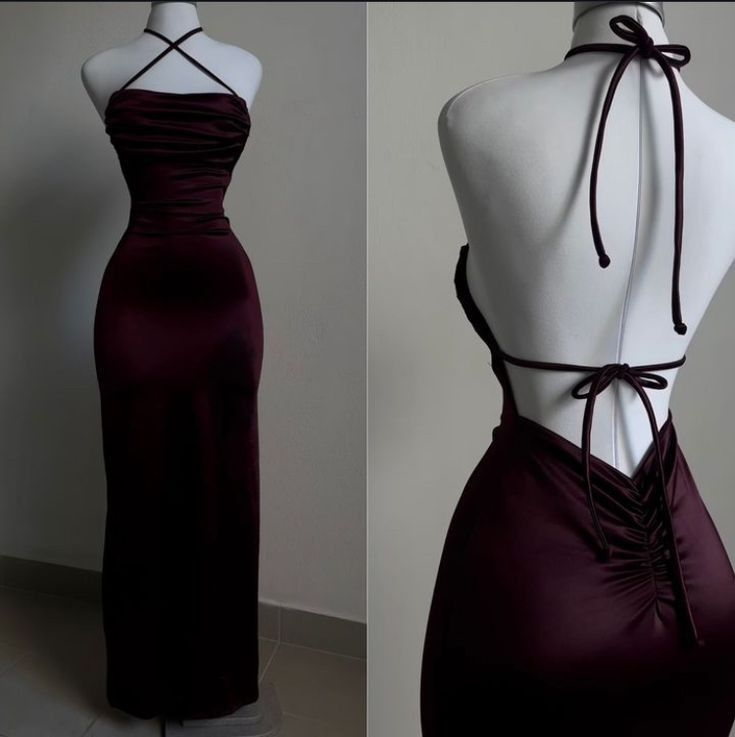 Sexy Burgundy Halter Backless Prom Dress Sheath Party Evening Dress cc2021