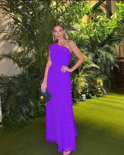 Chic Purple Tiered Evening Dress,Fashion Purple Prom Dress cc702