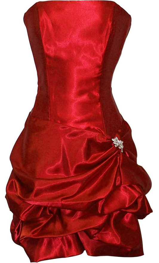 Sexy Strapless Red Satin Beaded Pleated Sheath Short Homecoming Dress Cocktail Dress cc3358