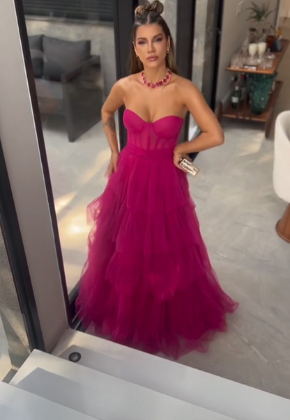 Sweetheart Neckline A-line Tulle Prom Dress,Formal Dress cc536