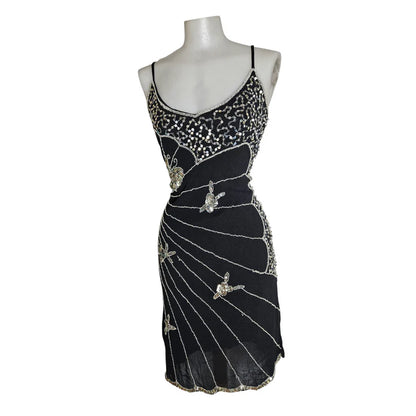Vintage Black Strapless Butterfly Sequin Birthday Short Skirt Homecoming Dress cc3665