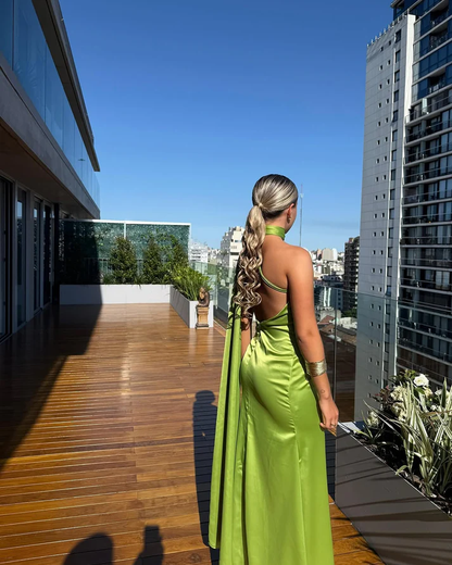 Sexy Green Mermaid Long Prom Dress Satin Formal Party Dress cc2295