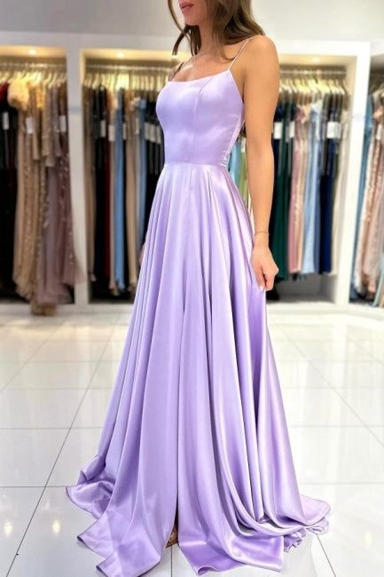 Simple Long Lilac A-line Sleeveless Prom Dress cc963