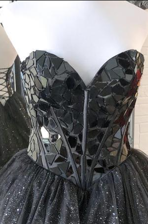 Black sweetheart tulle long prom dress black tulle formal dress C221