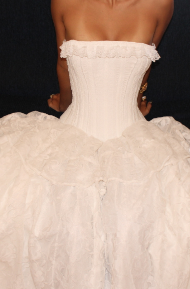Vintage White Strapless Lace Long Ball Gown Evening Dress cc4917
