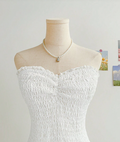 Sweet Heart Neck White Lace Birthday Cake Dress Homecoming Dress cc3867