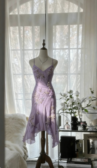 Vintage Green Chiffon Beaded Birthday Dress Homecoming Dress cc3037