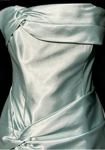Simple Green Strapless Satin Prom Dress,Long Party Evening Dress  cc2992