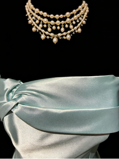Simple Green Strapless Satin Prom Dress,Long Party Evening Dress  cc2992