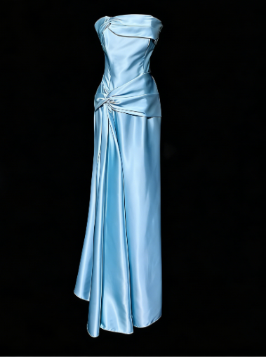 Simple Green Strapless Satin Prom Dress,Long Party Evening Dress  cc2992