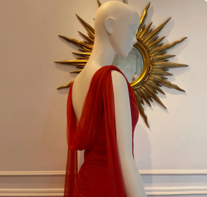 Beautiful Red Chiffon Mermaid Evening Dress  cc3009