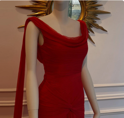 Beautiful Red Chiffon Mermaid Evening Dress  cc3009