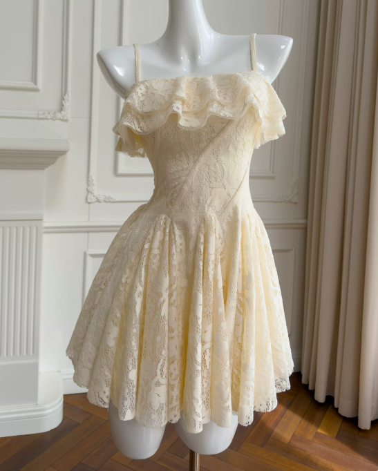 New Arrival Homecoming Dress Spaghetti Straps Lace Birthday Party Dress cc5656