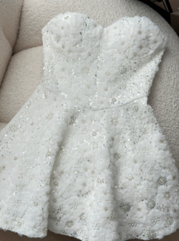 Charming Homecoming Dress A Line White Sweetheart Flower Birthday Party Dress Cocktail Dress cc5674