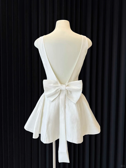 Simple White Square Neck Short A Line Homecoming Dress Birthday Outfits cc3366