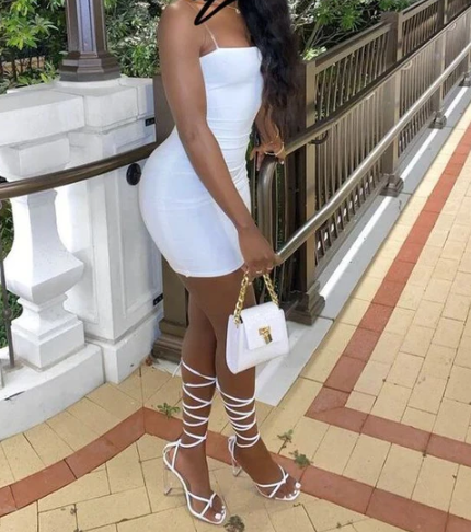 Elegant White Tight Black Girl Homecoming Dress Graduation Dresses Birthday c3482