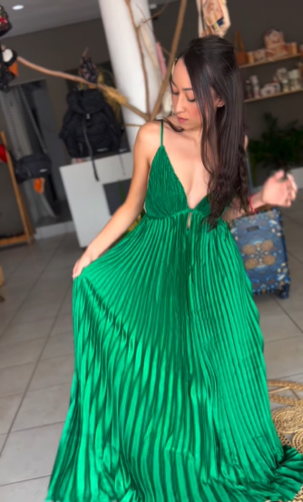 Simple Green V Neck Pleated Party Evening Dress,A Line Prom Dress cc2480