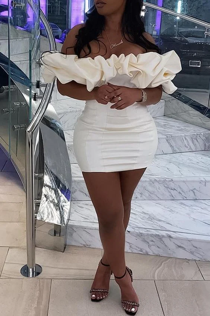 Elegant Birthday Dress White Off The Shoulder Homecoming Dress Graduation Dress cc2137