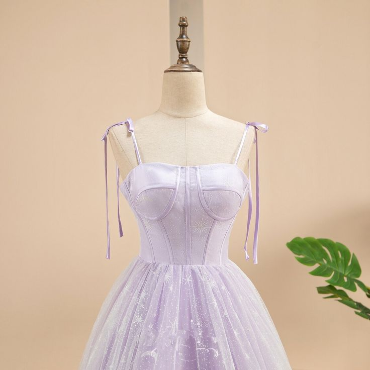 A-line Lavender Tulle Sweetheart Prom Dress,Fairy Dress  cc971