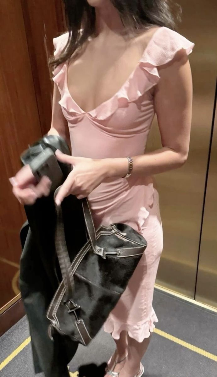 Pink Chiffon Ruffles Party Evening Dress cc2309