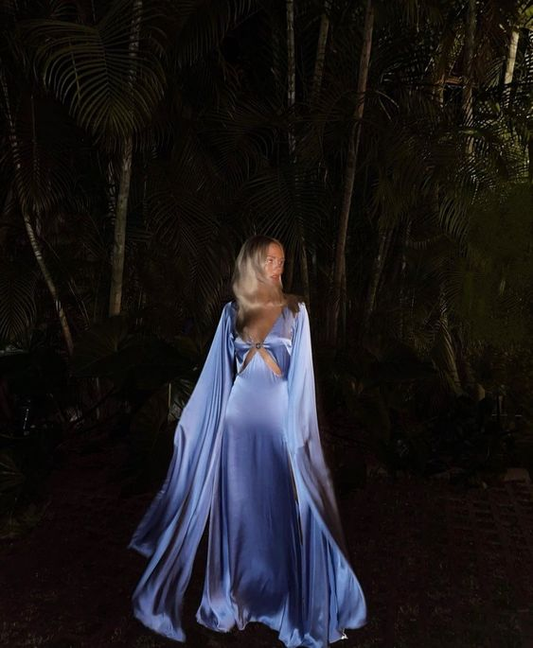 Fashion Blue A LIne Party Evening Dress Long Satin Prom Dress cc2230