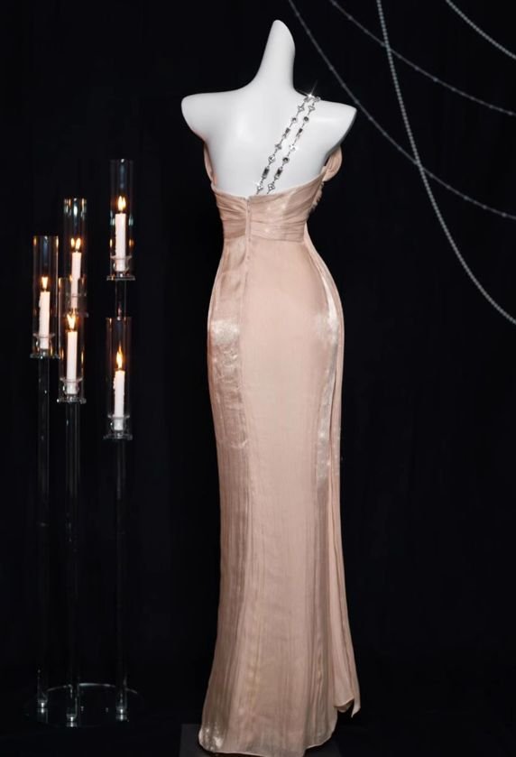 Sweet One-shoulder Satin Long Prom Dress,Formal Evening Dress cc2650