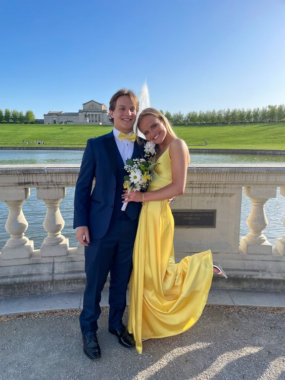 Elegant Yellow A-line Prom Dress,Yellow Graduation Dress cc1123
