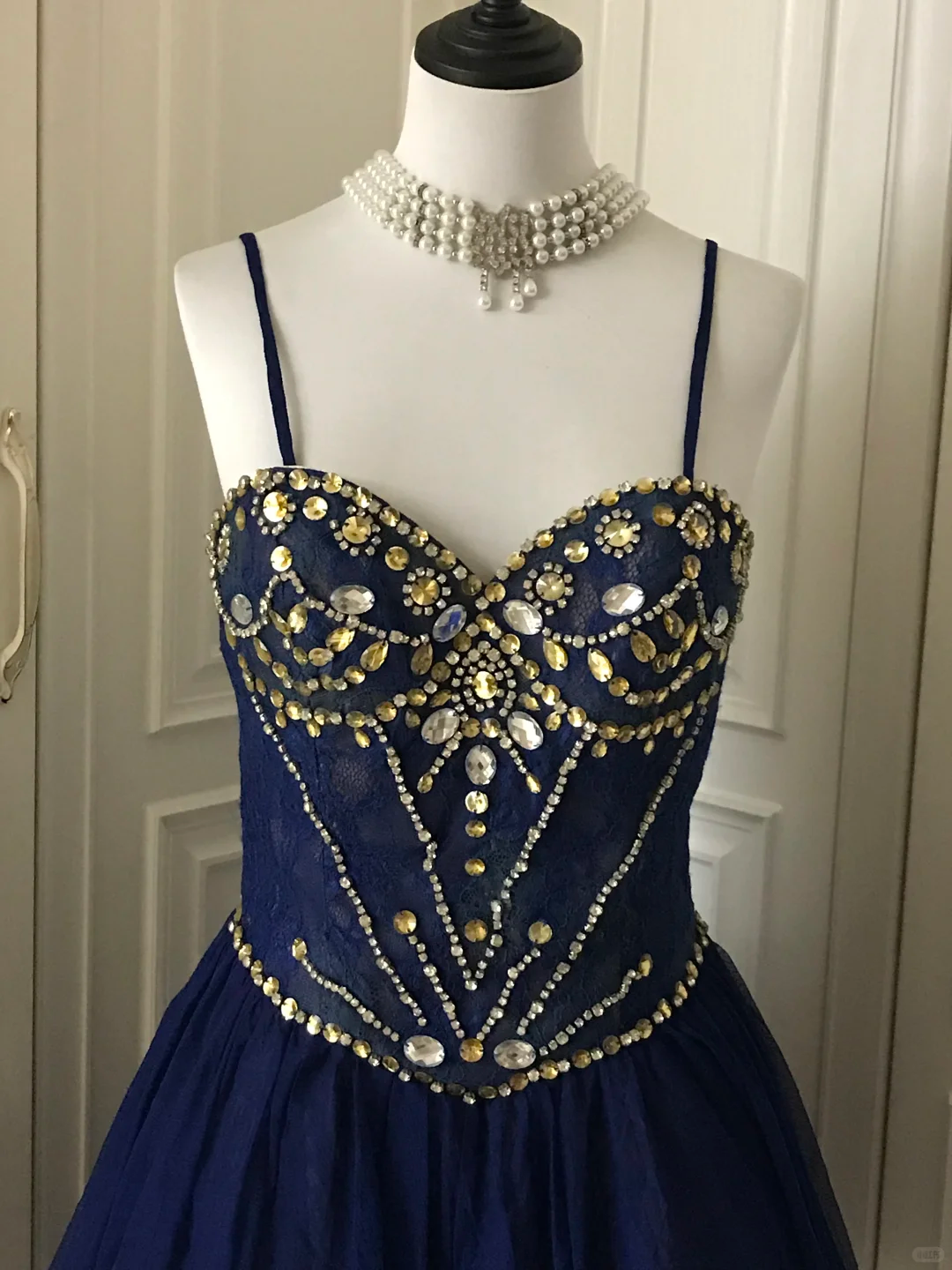 Vintage Navy Blue Lace Beaded A Line Homecoming Dress Short Party Dress cc3180