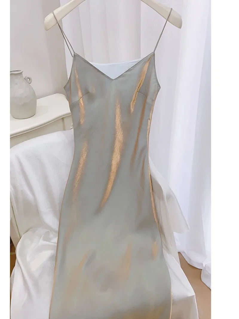 Fashion Mermaid Spaghetti Straps Long Prom Dress,V Neck Party Evening Dress cc2532