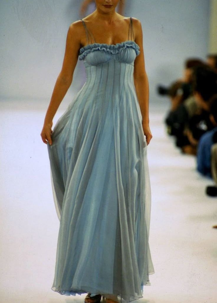 Vintage Blue Tulle A Line Party Gown,Spaghetti Straps Prom Evening Dress cc2660