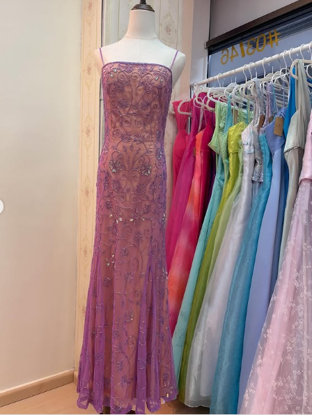 Gorgeous Spaghetti Straps Tulle Beaded Mermaid Evening Dress,Long Party Prom Dress cc2611