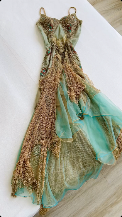 Vintage Green Sequin Lace Party Prom Dress,Off The Shoulder Mermaid Evening Dress cc2761