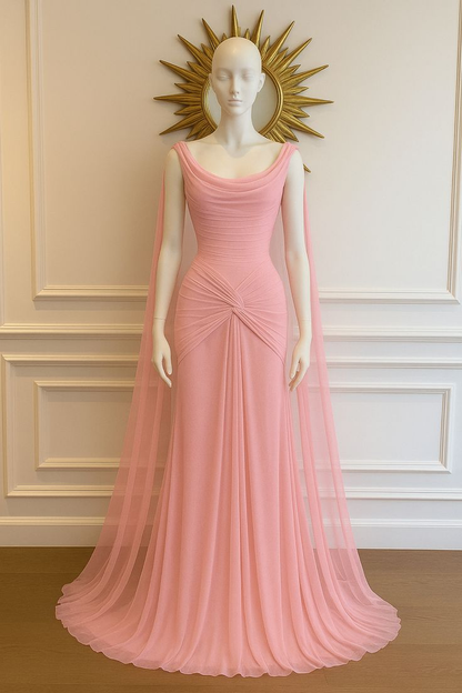 Beautiful Red Chiffon Mermaid Evening Dress  cc3009