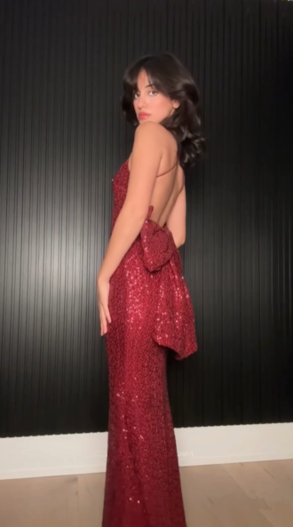 Sexy Sequin Mermaid Long Prom Dress,Burgundy Backless Party Evening Dress With Bow cc2943