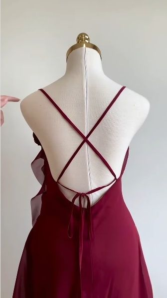 Simple Burgundy Chiffon Homecoming Dress,Backless Short Party Dress cc2860