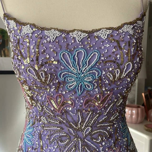 Gorgeous Spaghetti Straps Beaded Lilac Cocktail Dress Formal 8th Grade Homecoming Dress cc3471