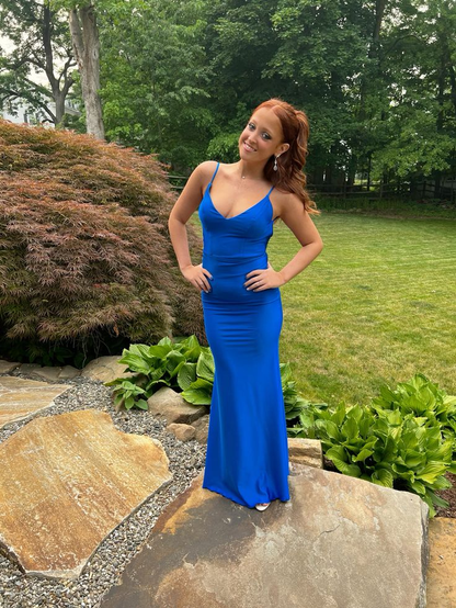 Elegant Royal Blue Mermaid Prom Dress,Backless Evening Dress  cc1328