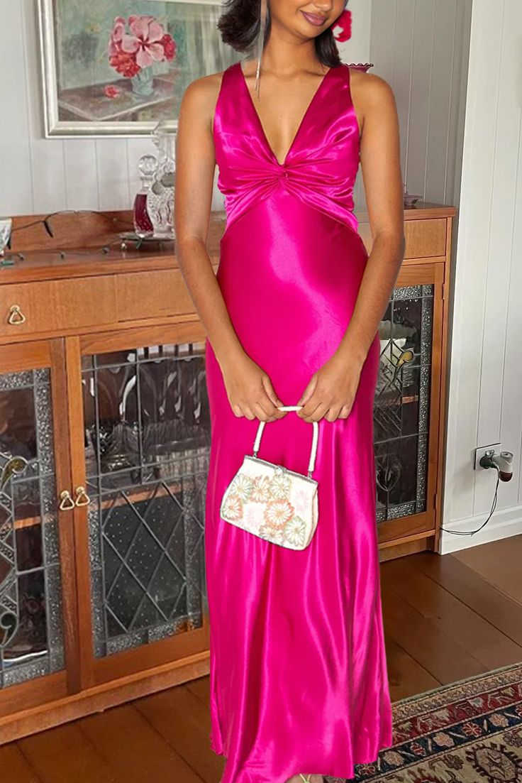 Vintage Olive Green V Neck Satin Long Prom Dress Evening Dress cc2718