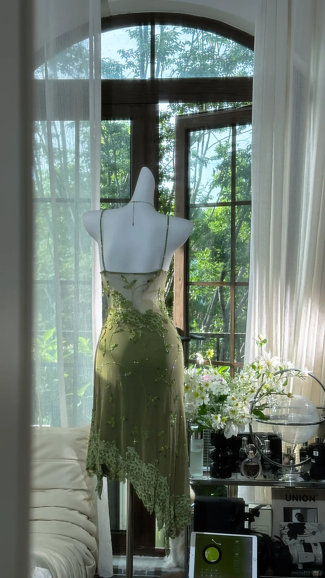 Vintage Lace Appliques Green Homecoming Dress Sexy Straps Birthday Party Dress cc3337