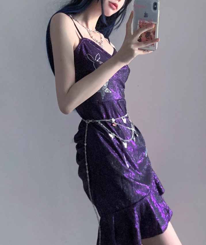 Sexy Purple Spaghetti Straps Short Ruffle Homecoming Dress Cocktail Dress cc3227