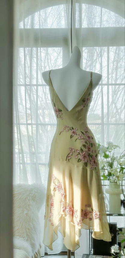Fashion Spaghetti Straps Appliques Beaded Green Chiffon Homecoming Dress Graduation Dress cc3036