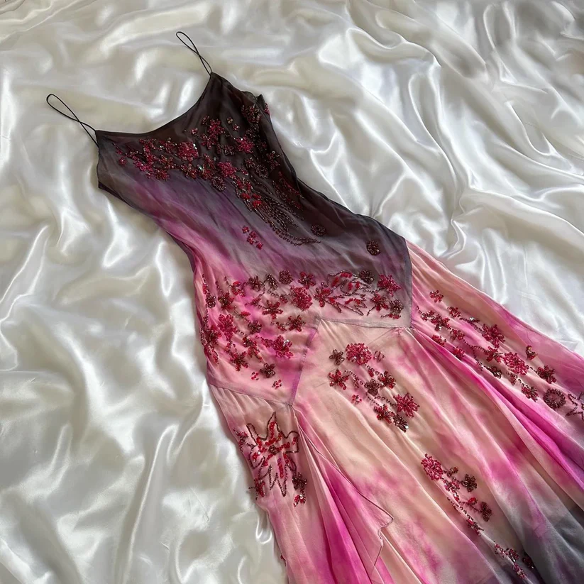 Luxury Chiffon Beaded Mermaid Evening Dress,Spaghetti Straps Party Prom Dress cc2692