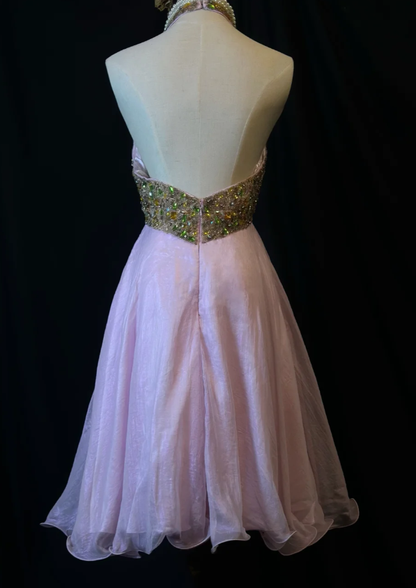 Gorgeous Halter Pink Chiffon Beaded Cocktail Dress Formal Homecoming Dress cc3119