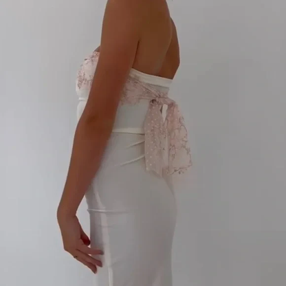 Elegant Strapless White Sheath Evening Dress Long Prom Party Dress cc1976