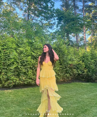 Sexy Yellow Lace Layered Slit Prom Dress Spaghetti Straps Long Party Evening Dress cc1530