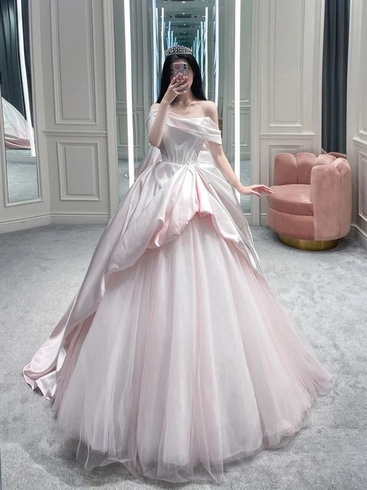 Off The Shoulder Pink A-line Ball Gown,18th Quinceanera Dress  cc1191