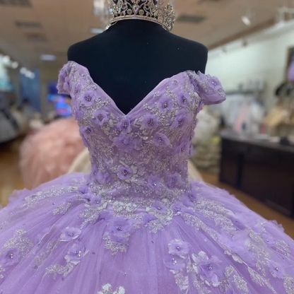Light Purple Princess Dress Off The Shoulder Ball Gwon Sweet 16 Dress cc45