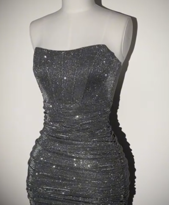 Vintage Strapless Gray Sheath Cocktail Dress Short Graduation Homecoming Dress cc3343