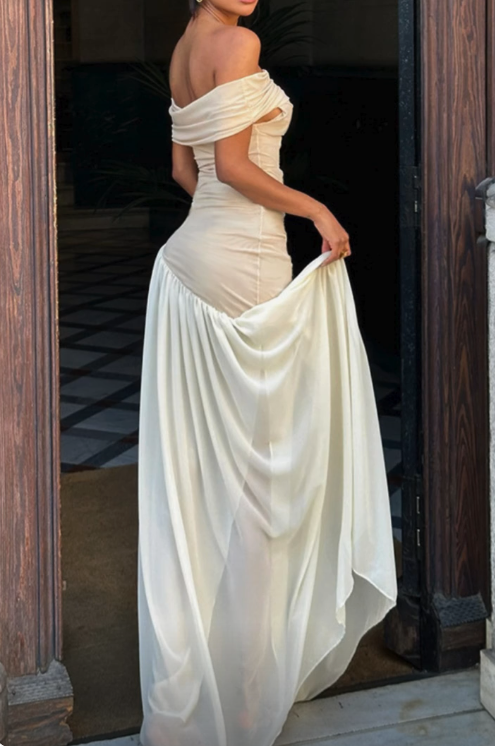 Off The Shoulder Chiffon A Line Party Evening Gown Formal Prom Dress cc2245