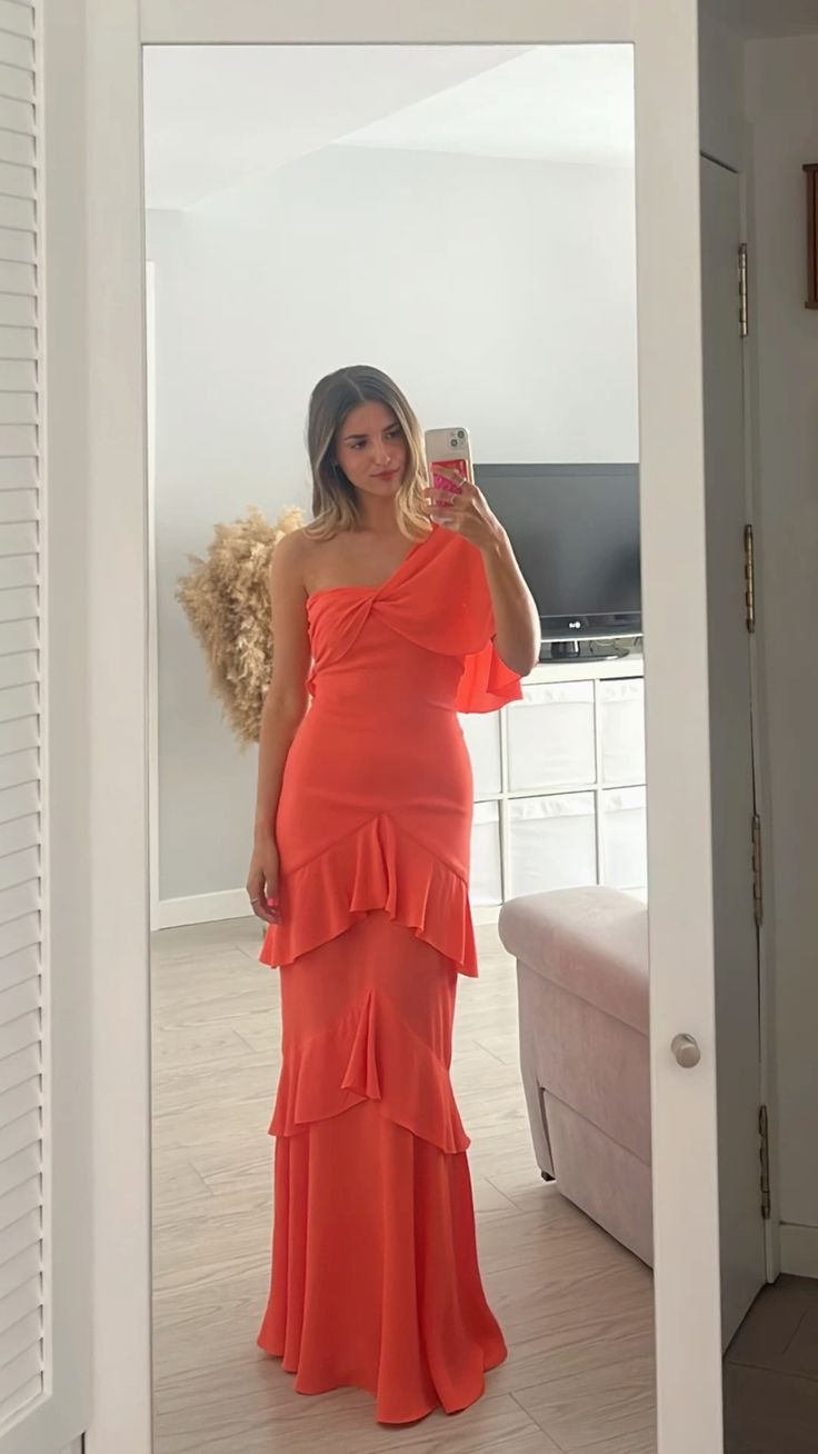 Sexy One Shoulder Sleeveless Ruffle mermaid Long Prom Dress cc1307